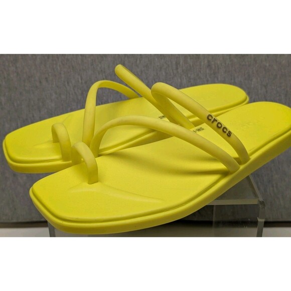 CROCS Sandals Miami Open Toe Loop Yellow Slip On flip Flop Flats Womens 9 - Picture 1 of 7